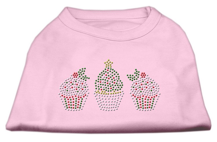 Christmas Cupcakes Rhinestone Shirt Light Pink XS